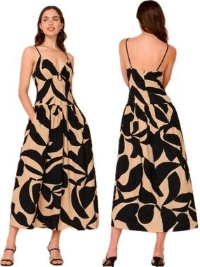 NWT Mon Renn Surreal Midi Dress Medium Coastal Cowgirl Flirty Euro Summer Chic